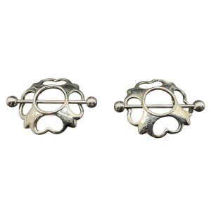Piercing Jewelry Stainless Steel Chest Piercing Rings with Hearts 1.5" Wide